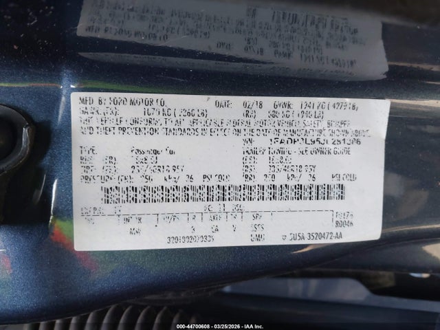 1FADP3L95JL281386 Ford FOCUS ST