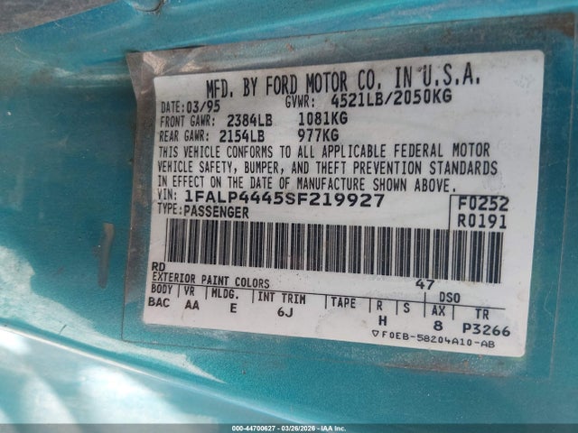 1995 FORD MUSTANG 1FALP4445SF219927 Photo 8