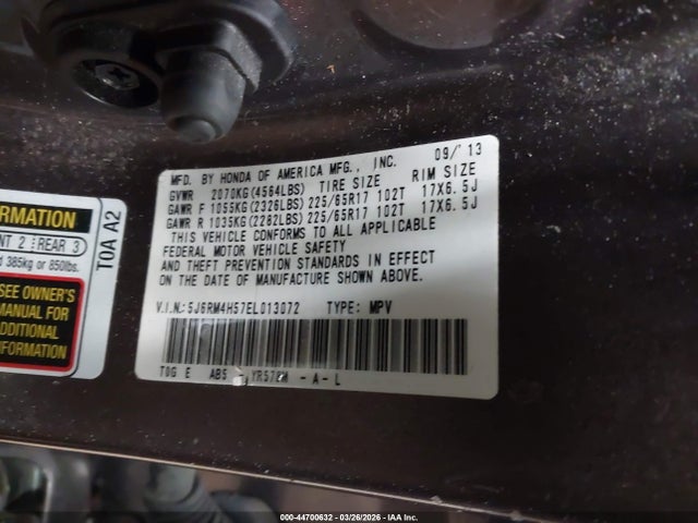 Aukcja sprzedaży 2014 Honda Cr-v Ex, vin: 5J6RM4H57EL013072, numer aukcji: 44700632