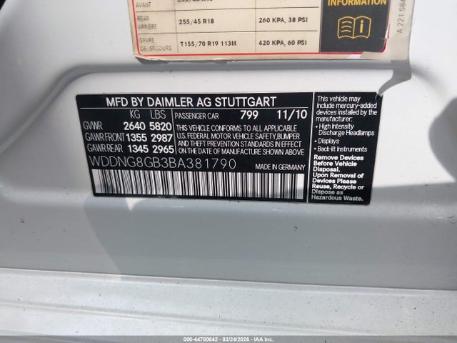 2011 MERCEDES-BENZ S 550 WDDNG8GB3BA381790 Photo 8