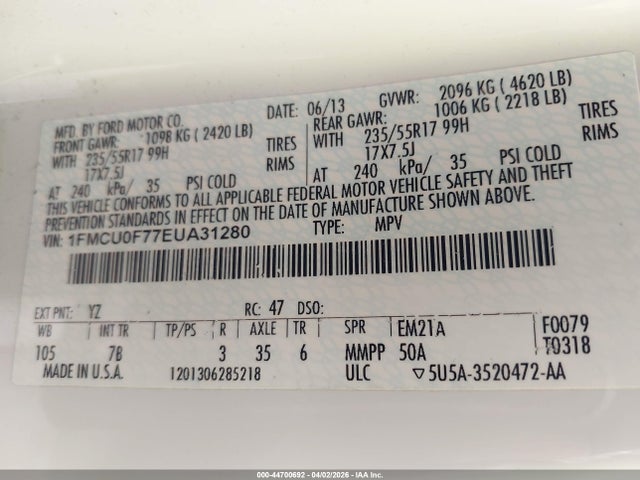 Ford ESCAPE S 2014 1FMCU0F77EUA31280 Image 9