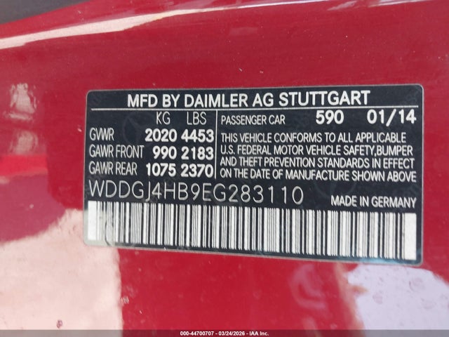 Aukcja sprzedaży 2014 Mercedes-benz C 250, vin: WDDGJ4HB9EG283110, numer aukcji: 44700707