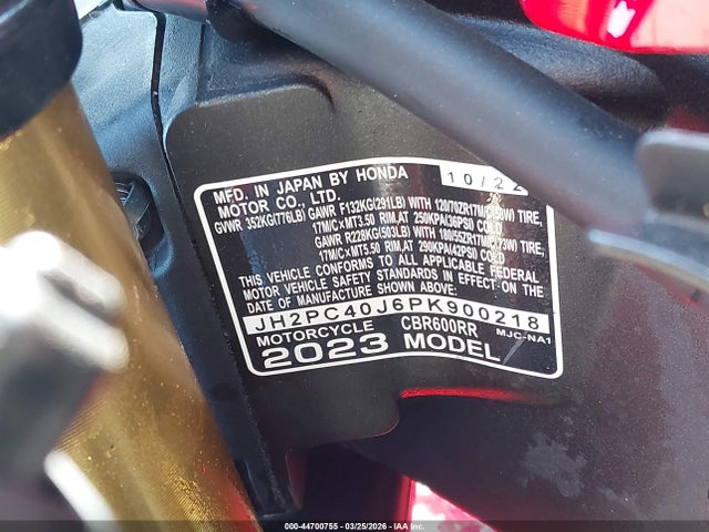 Honda Cbr600 Rr 2023 JH2PC40J6PK900218 Image 10