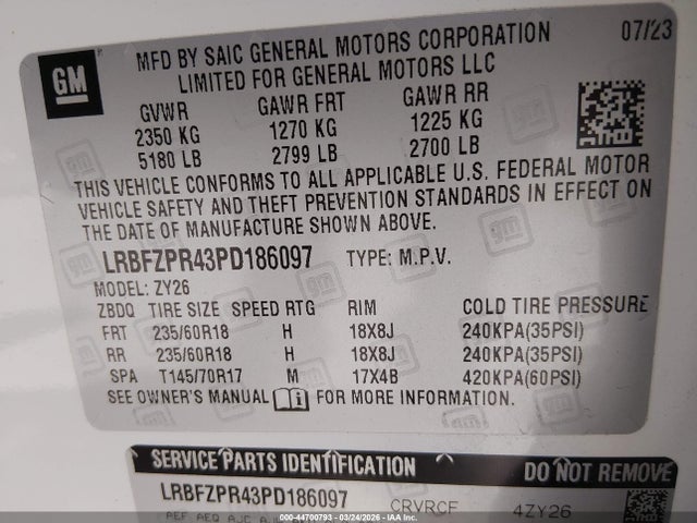 Продаж на аукціоні авто 2023 Buick Envision Essence Awd, vin: LRBFZPR43PD186097, номер лоту: 44700793