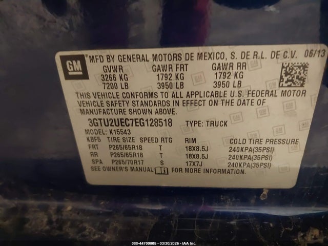 Aukcja sprzedaży 2014 Gmc Sierra 1500 Sle, vin: 3GTU2UEC7EG128518, numer aukcji: 44700805