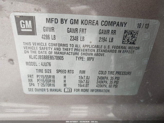 Продажа на аукционе авто 2014 Buick Encore Convenience, vin: KL4CJBSB8EB570905, номер лота: 44700831