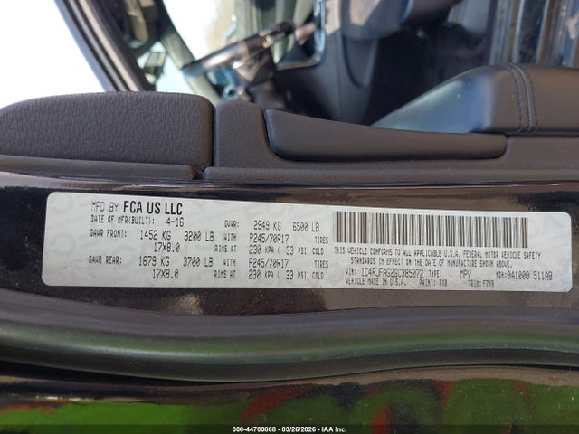 Продажа на аукционе авто 2016 Jeep Grand Cherokee Laredo, vin: 1C4RJFAG2GC385072, номер лота: 44700868