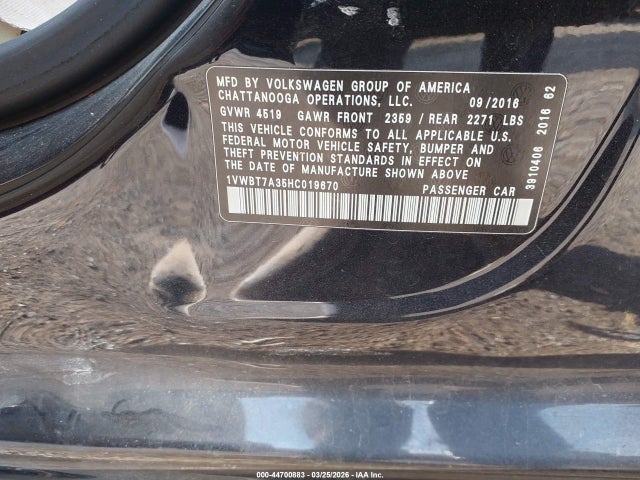2017 VOLKSWAGEN PASSAT 1VWBT7A35HC019670 Photo 8