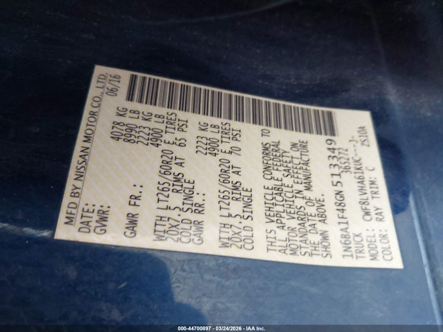 2016 NISSAN TITAN XD 1N6BA1F48GN513349 Photo 8