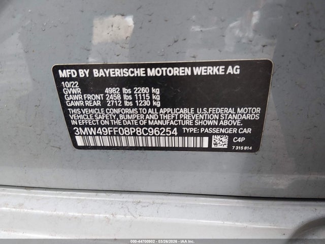 2023 Bmw M340i M340i Xdrive მანქანა იყიდება აუქციონზე, vin: 3MW49FF08P8C96254, აუქციონის ნომერი: 44700902
