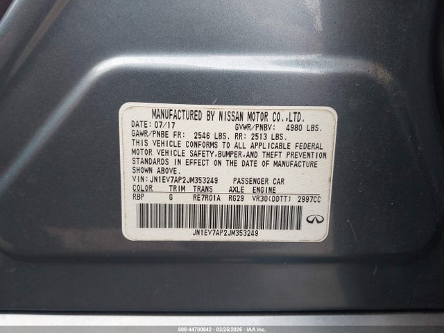Aukcja sprzedaży 2018 Infiniti Q50 3.0t Luxe, vin: JN1EV7AP2JM353249, numer aukcji: 44700942