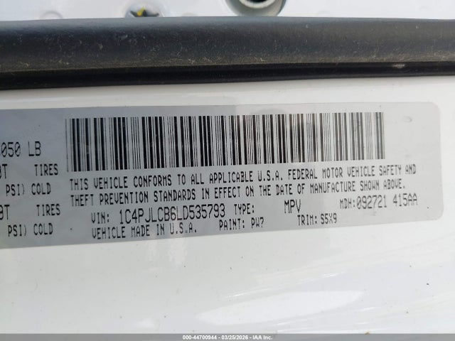 1C4PJLCB6LD535793 Jeep Cherokee Latitude Fwd