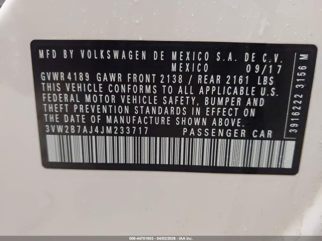 Volkswagen Jetta 1.4t S 2018 3VW2B7AJ4JM233717 Image 9