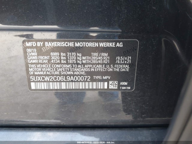 Продаж на аукціоні авто 2020 Bmw X7 Xdrive40i, vin: 5UXCW2C06L9A00072, номер лоту: 44701019