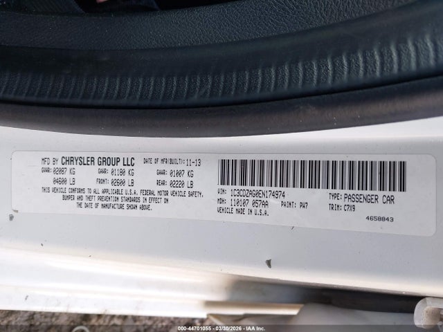 2014 Dodge Avenger Se მანქანა იყიდება აუქციონზე, vin: 1C3CDZAG0EN174974, აუქციონის ნომერი: 44701055