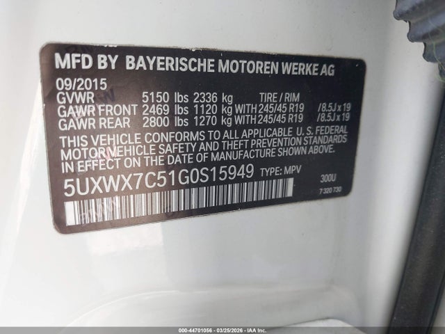 44701056 :رقم المزاد ، 5UXWX7C51G0S15949 vin ، 2016 Bmw X3 Xdrive35i مزاد بيع