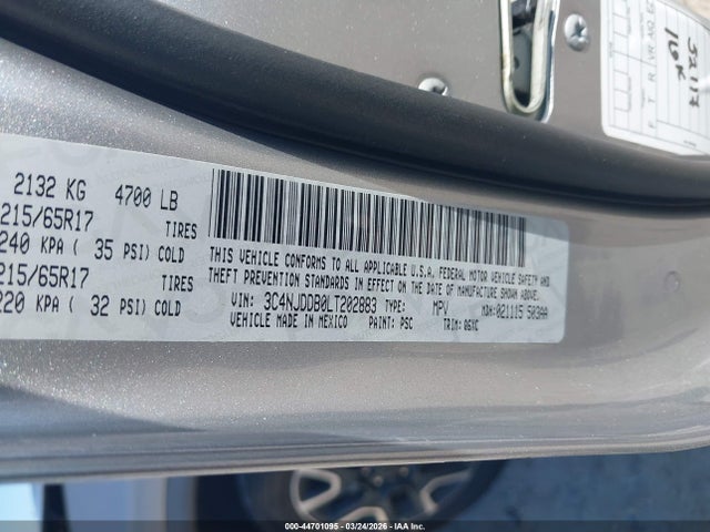 Продажа на аукционе авто 2020 Jeep Compass Trailhawk 4x4, vin: 3C4NJDDB0LT202883, номер лота: 44701095
