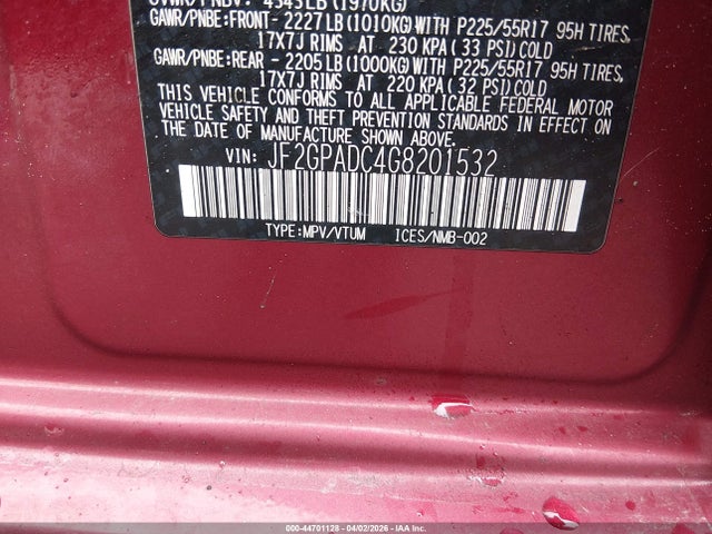 44701128 :رقم المزاد ، JF2GPADC4G8201532 vin ، 2016 Subaru Crosstrek 2.0i Premium مزاد بيع