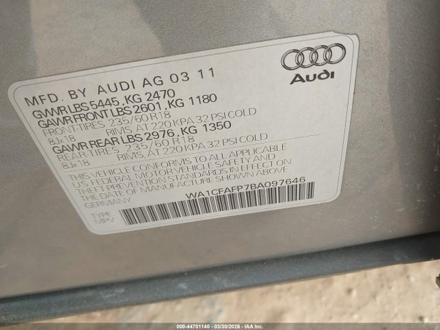 2011 AUDI Q5 WA1CFAFP7BA097646 Photo 8