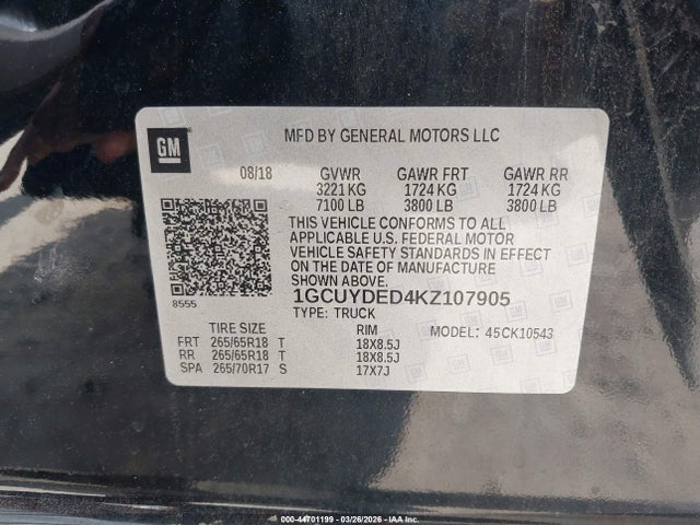 1GCUYDED4KZ107905 Chevrolet Silverado 1500 Lt