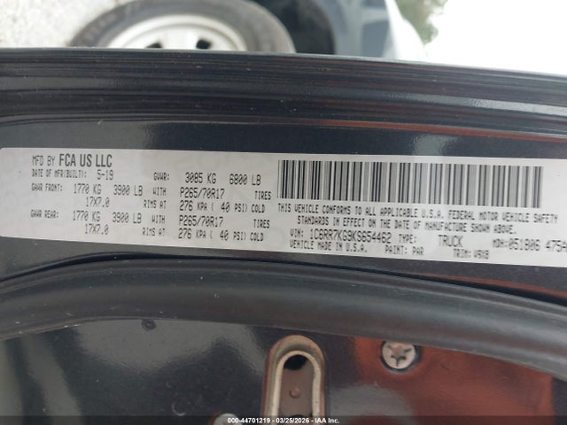 Продаж на аукціоні авто 2019 Ram 1500 Classic Tradesman  4x4 5'7 Box, vin: 1C6RR7KG9KS654462, номер лоту: 44701219