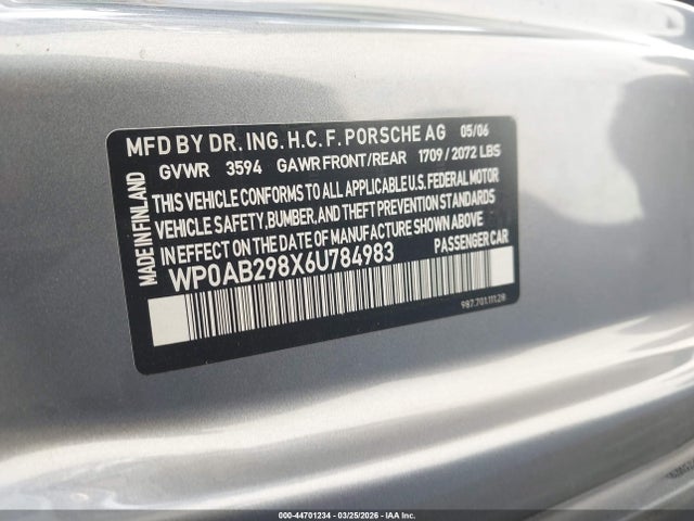 2006 PORSCHE CAYMAN S WP0AB298X6U784983 Photo 8