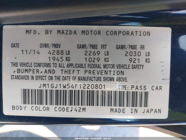 2015 MAZDA MAZDA6 JM1GJ1W54F1220801 Photo 8