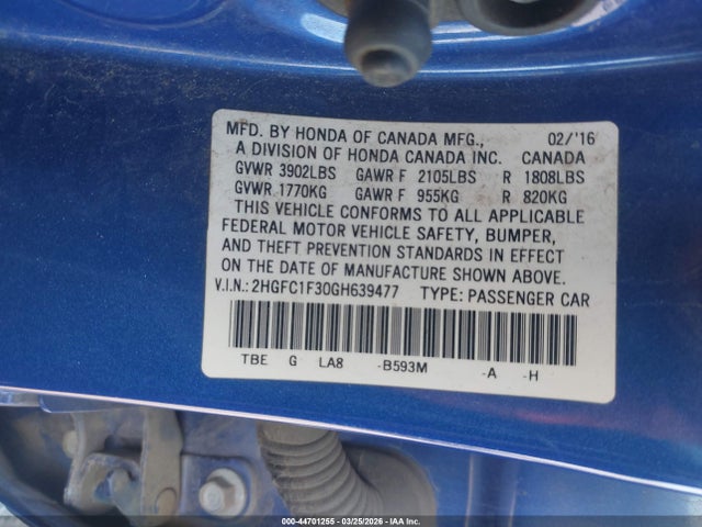 2HGFC1F30GH639477 Honda Civic Ex-t