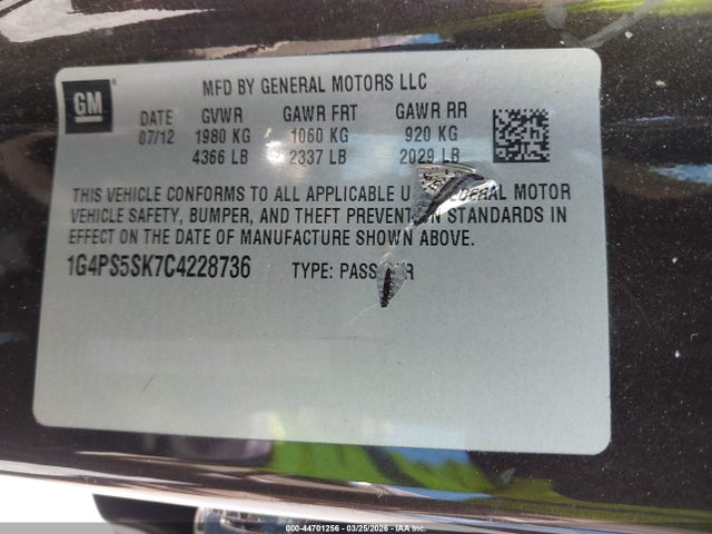Продажа на аукционе авто 2012 Buick Verano Leather Group, vin: 1G4PS5SK7C4228736, номер лота: 44701256