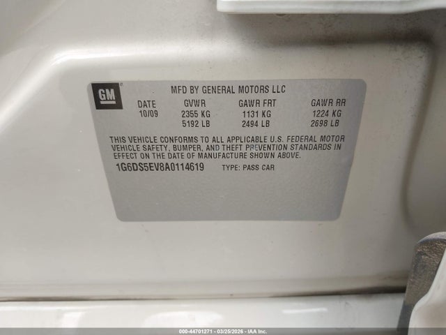 2010 Cadillac Cts Premium მანქანა იყიდება აუქციონზე, vin: 1G6DS5EV8A0114619, აუქციონის ნომერი: 44701271
