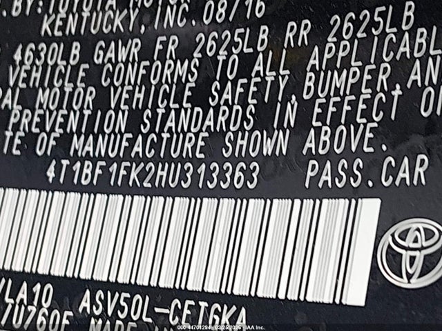 Toyota CAMRY XLE 2017 4T1BF1FK2HU313363 Image 9