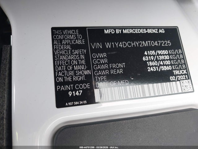2021 MERCEDES-BENZ SPRINTER 2500 W1Y4DCHY2MT047225 Photo 8