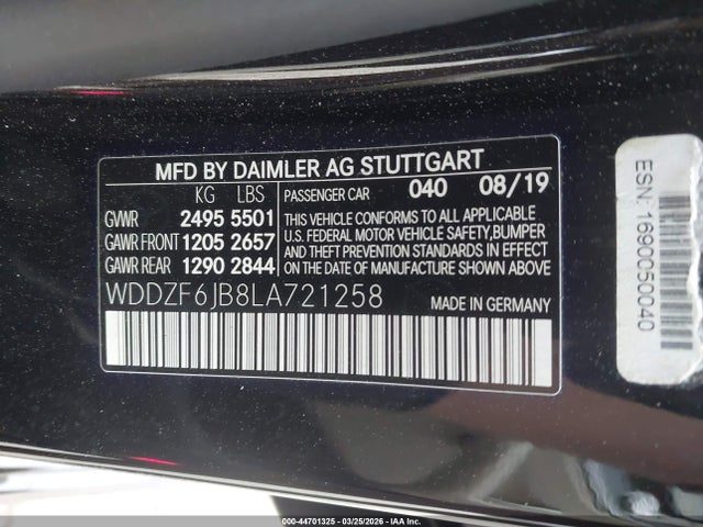 Продаж на аукціоні авто 2020 Mercedes-benz E 450 4matic, vin: WDDZF6JB8LA721258, номер лоту: 44701325