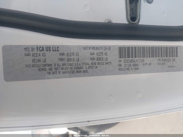 Продаж на аукціоні авто 2020 Dodge Charger Sxt Rwd, vin: 2C3CDXBGXLH117125, номер лоту: 44701348