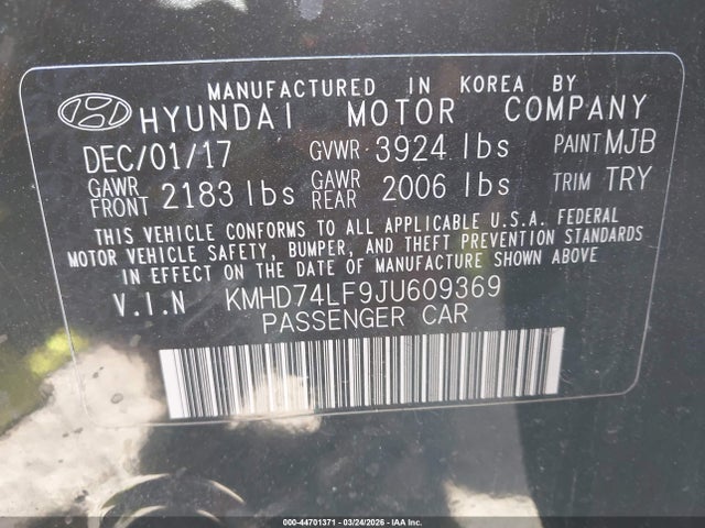 Hyundai ELANTRA SE 2018 KMHD74LF9JU609369 Image 9