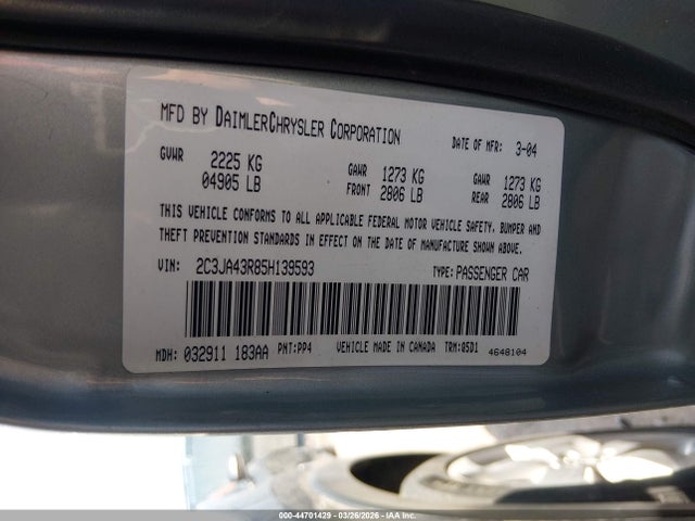 Продаж на аукціоні авто 2005 Chrysler 300, vin: 2C3JA43R85H139593, номер лоту: 44701429