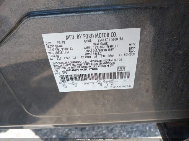 2019 LINCOLN NAUTILUS 2LMPJ6K97KBL17608 Photo 8