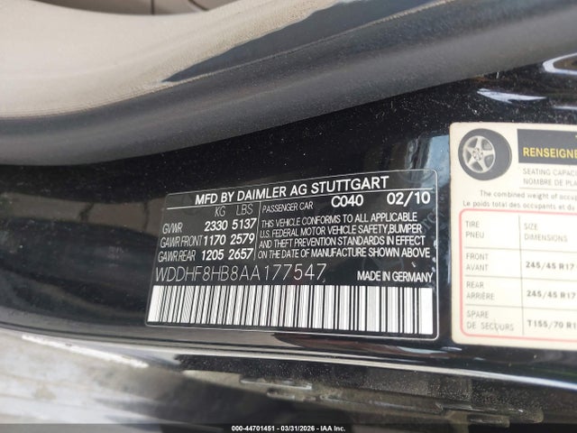 2010 MERCEDES-BENZ E 350 WDDHF8HB8AA177547 Photo 8