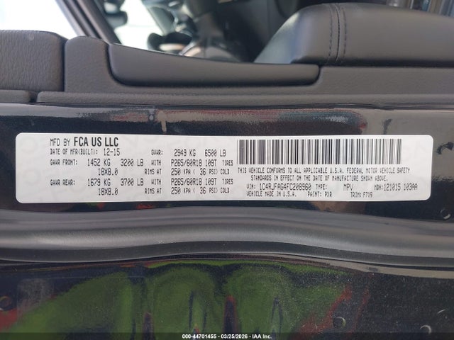 44701455 :رقم المزاد ، 1C4RJFAG4FC208960 vin ، 2015 Jeep Grand Cherokee Laredo مزاد بيع