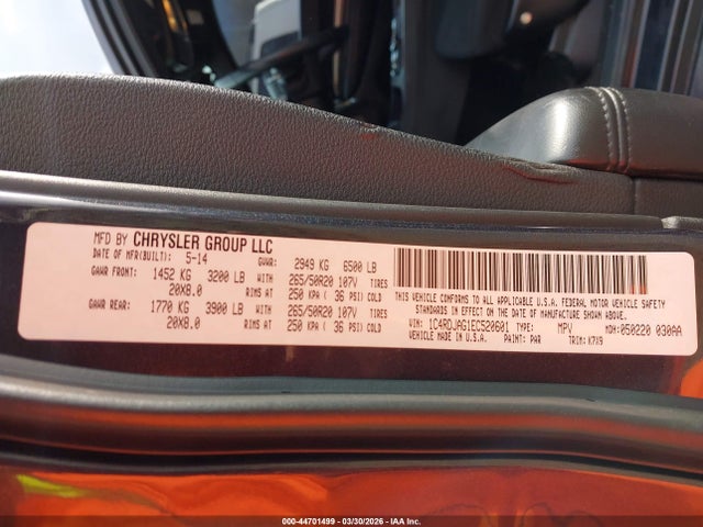 Auction sale of the 2014 Dodge Durango Sxt, vin: 1C4RDJAG1EC520601, lot number: 44701499