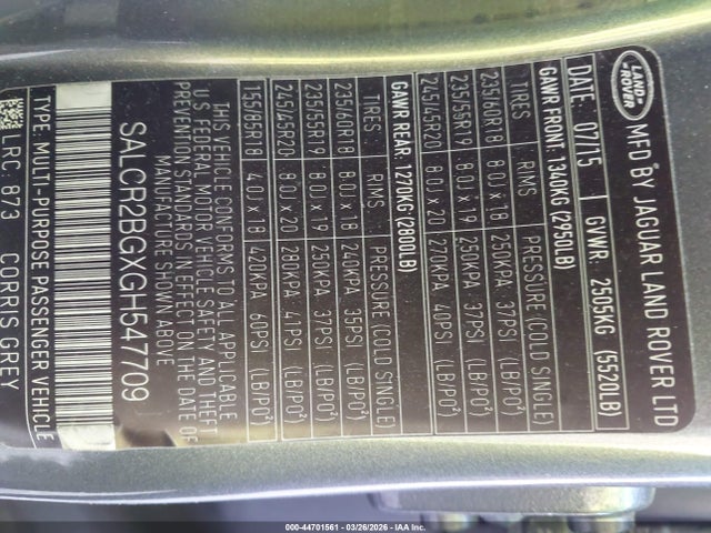 2016 LAND ROVER DISCOVERY SPORT SALCR2BGXGH547709 Photo 8