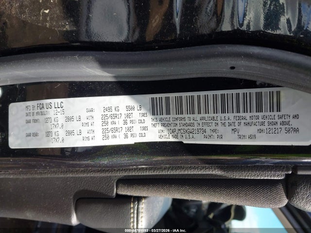 2016 Jeep Cherokee Latitude მანქანა იყიდება აუქციონზე, vin: 1C4PJMCSXGW219734, აუქციონის ნომერი: 44701593