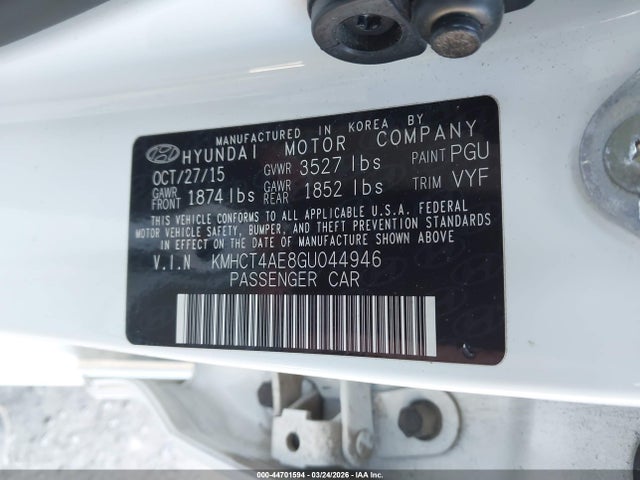 KMHCT4AE8GU044946 Hyundai ACCENT SE