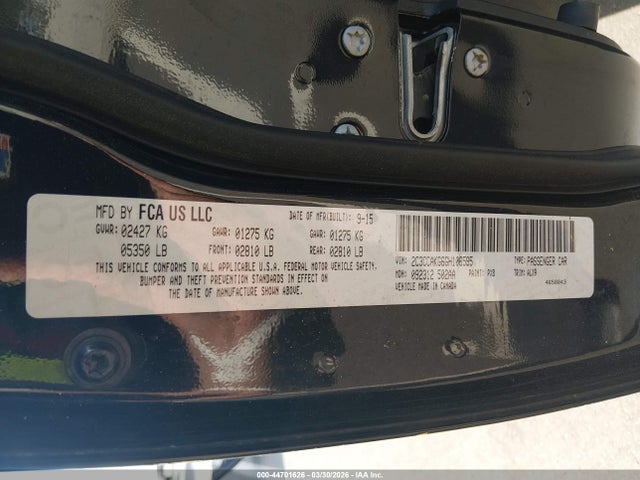 Продаж на аукціоні авто 2016 Chrysler 300c Awd, vin: 2C3CCAKG6GH106595, номер лоту: 44701626