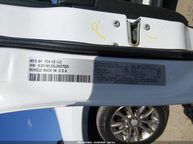 Aukcja sprzedaży 2020 Jeep Cherokee Latitude Lux 4x4, vin: 1C4PJMLX5LD637555, numer aukcji: 44701643