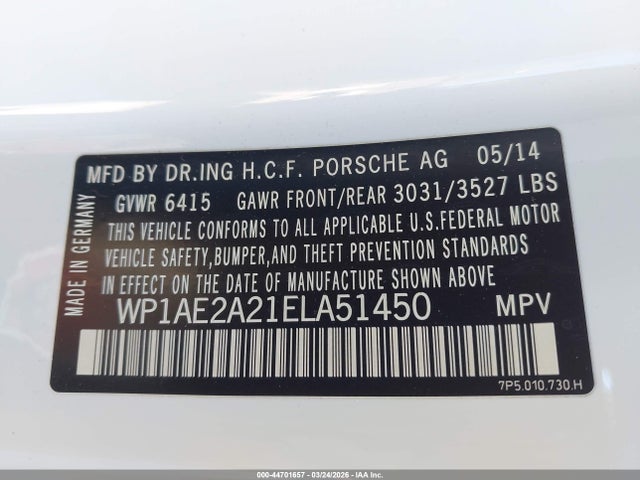 2014 PORSCHE CAYENNE HYBRID WP1AE2A21ELA51450 Photo 8
