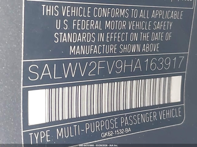SALWV2FV9HA163917 Land Rover Range Rover Sport 3.0l V6 Supercharged Hse Dynamic