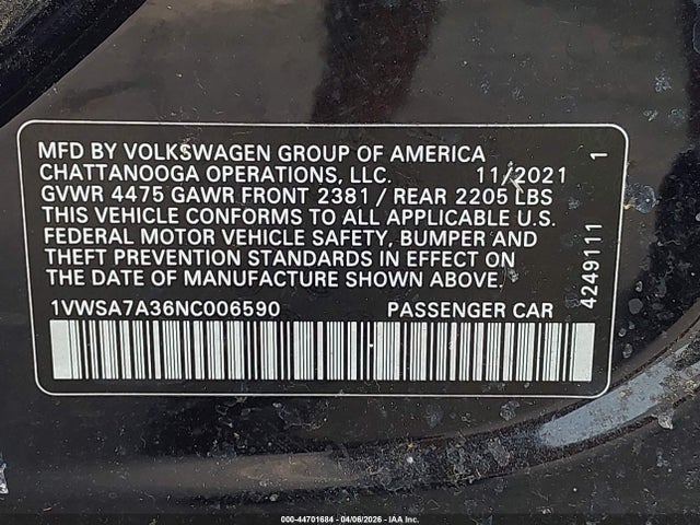 2022 VOLKSWAGEN PASSAT 1VWSA7A36NC006590 Photo 8