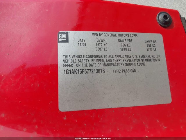 2007 CHEVROLET COBALT 1G1AK15F677213076 Photo 8