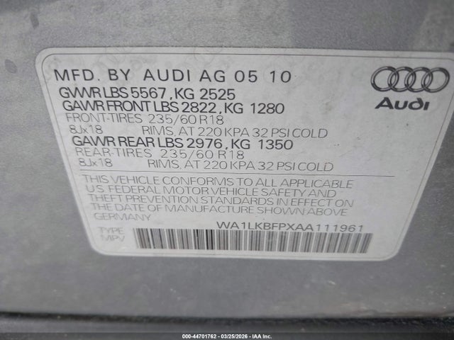 2010 AUDI Q5 WA1LKBFPXAA111961 Photo 8